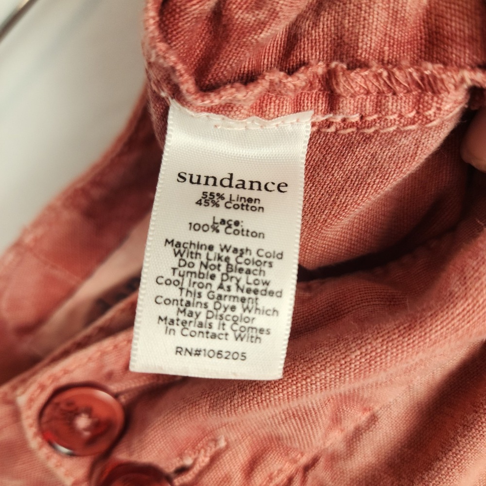 Sundance‎ Linen Blend Lace Sides Red Cuffed Pants Women's Size 14 - Picture 7 of 7